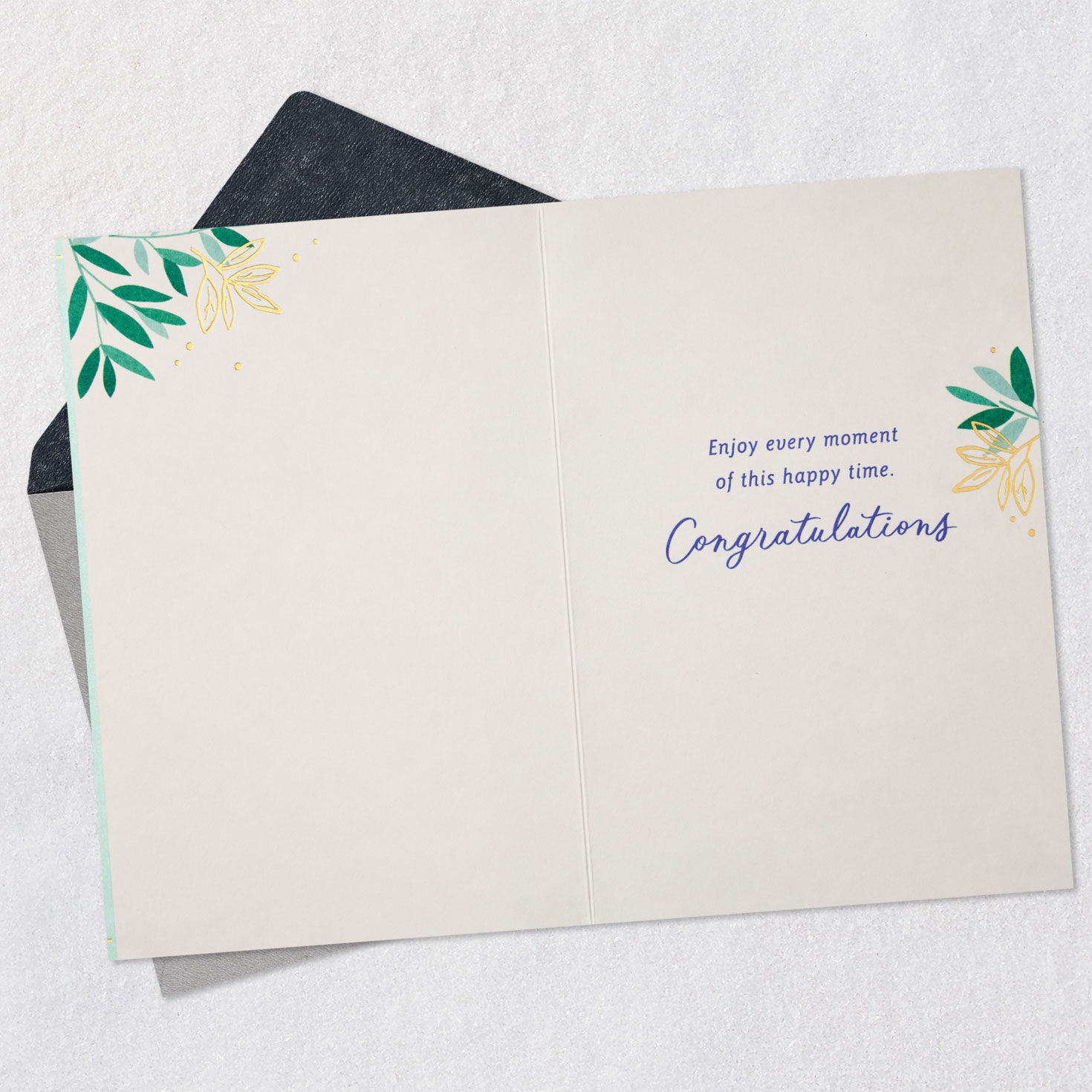 Butterflies on Green Wedding Congratulations Card Open card with envelope image number 3