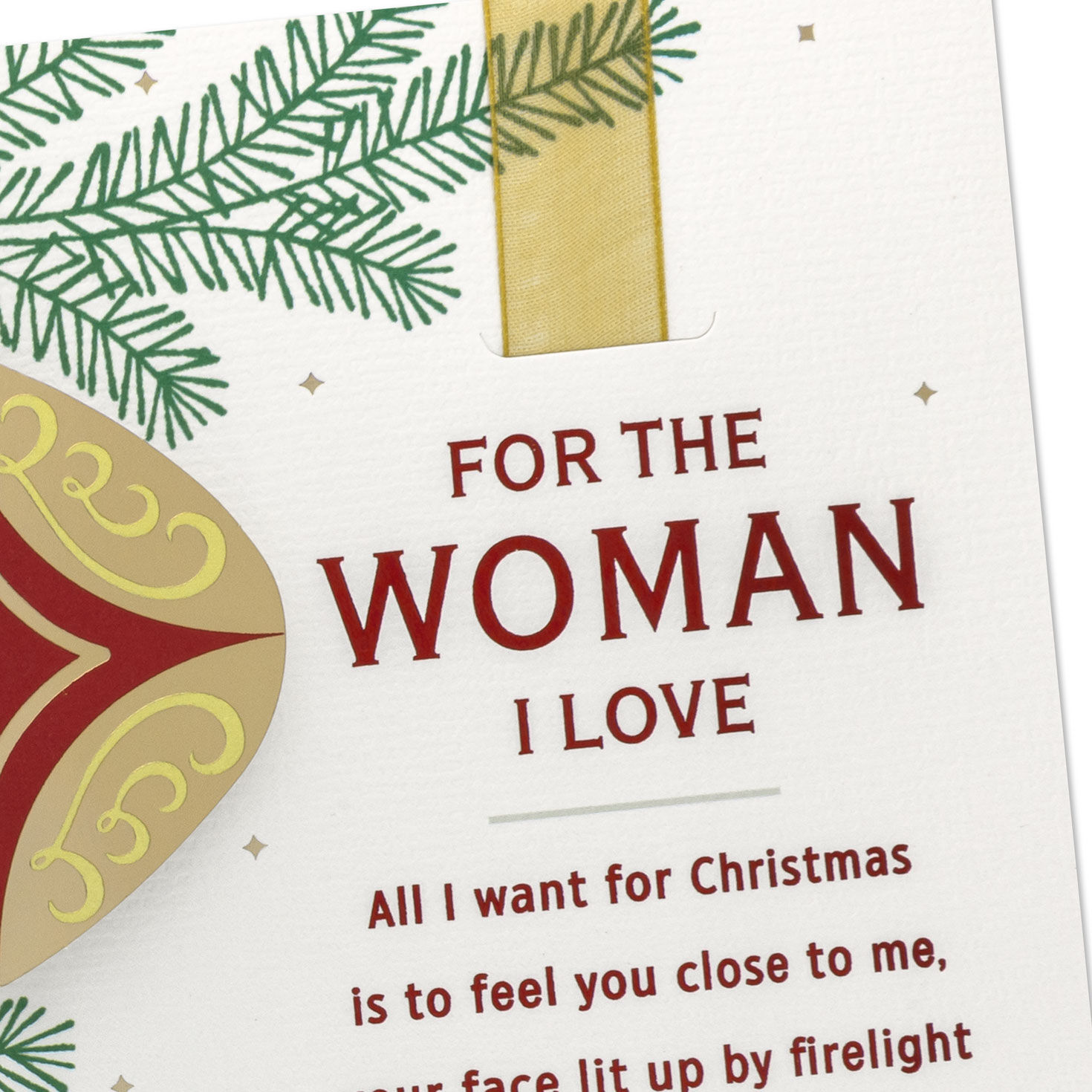 Elegant Ornaments Romantic Christmas Card for Her Card Front Detail image number 5