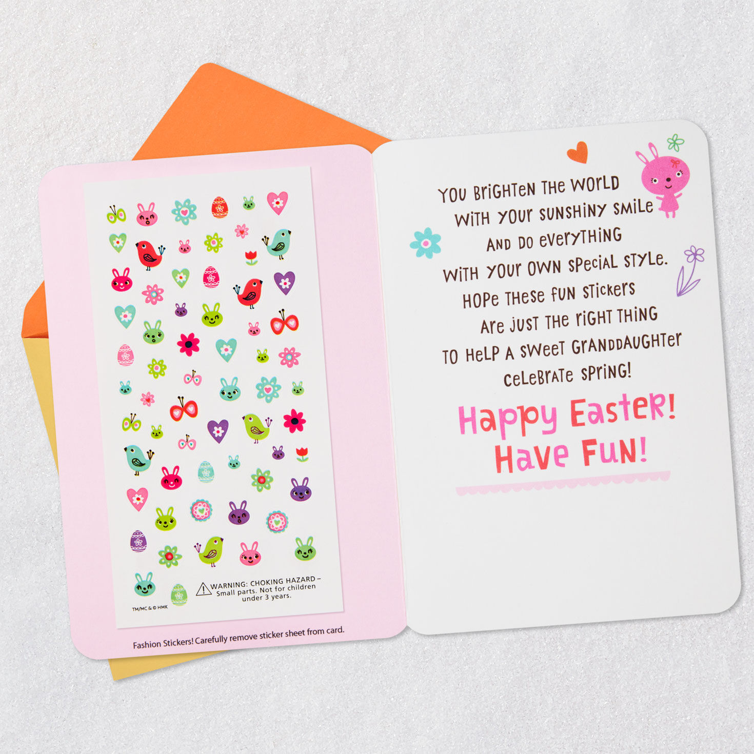 Pink Flowers and Birds Card for Granddaughter Open card with envelope image number 3