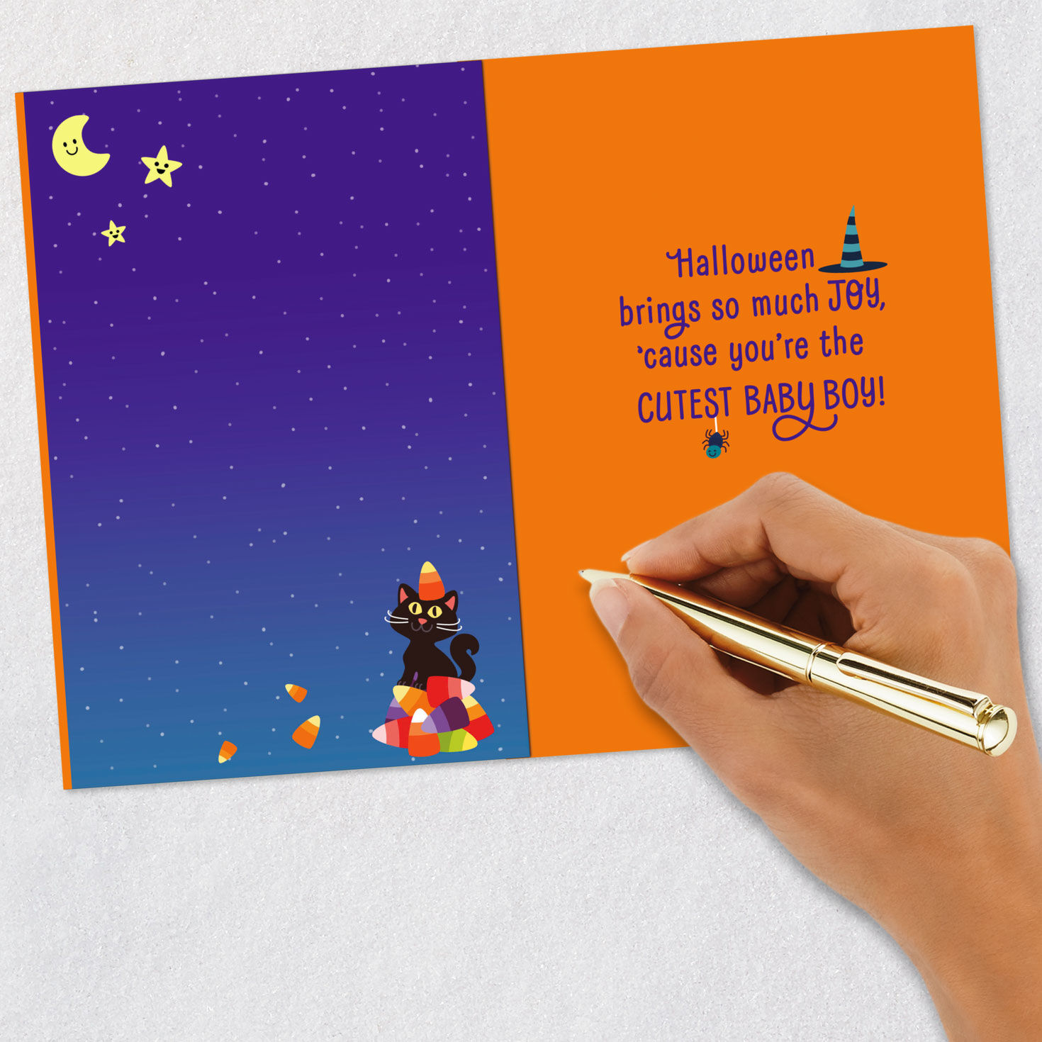 Starry Sky Baby Boy First Halloween Card Signing card image number 6