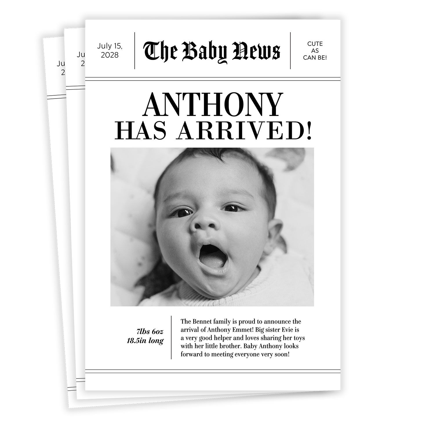 Baby News Flat Birth Announcement