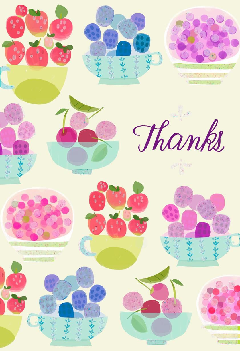 Pretty Fruit Bowls Thank You Card, Pack of 10