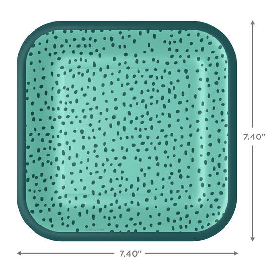 Aqua With Green Dots Square Dessert Plates, Set of 8, , large image number 3