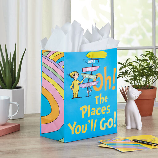13" Dr. Seuss™ Oh! The Places You'll Go! Large Graduation Gift Bag and Card Set, 