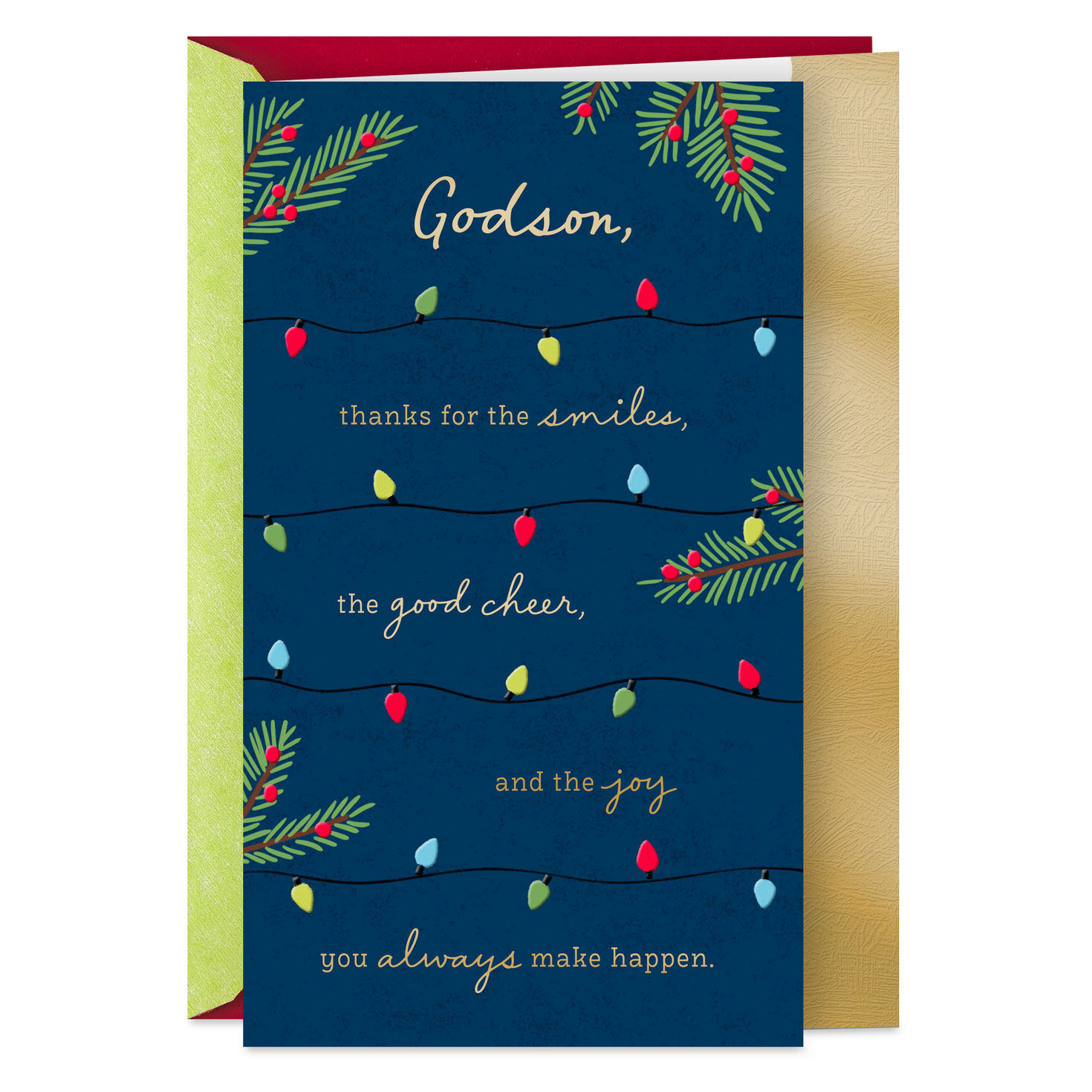 Smiles, Good Cheer and Joy Christmas Card for Godson