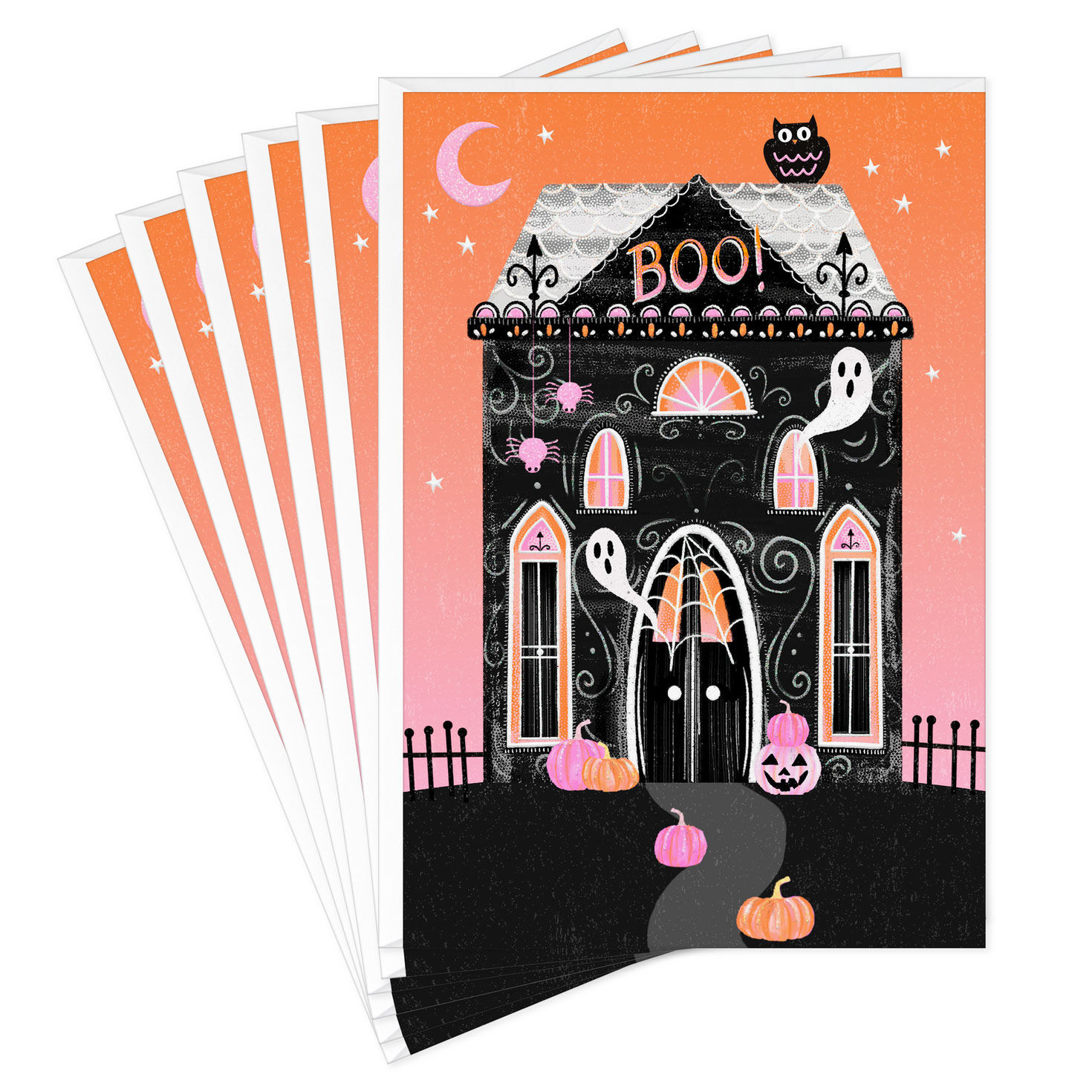 Haunted House and Ghosts Halloween Cards, Pack of 6