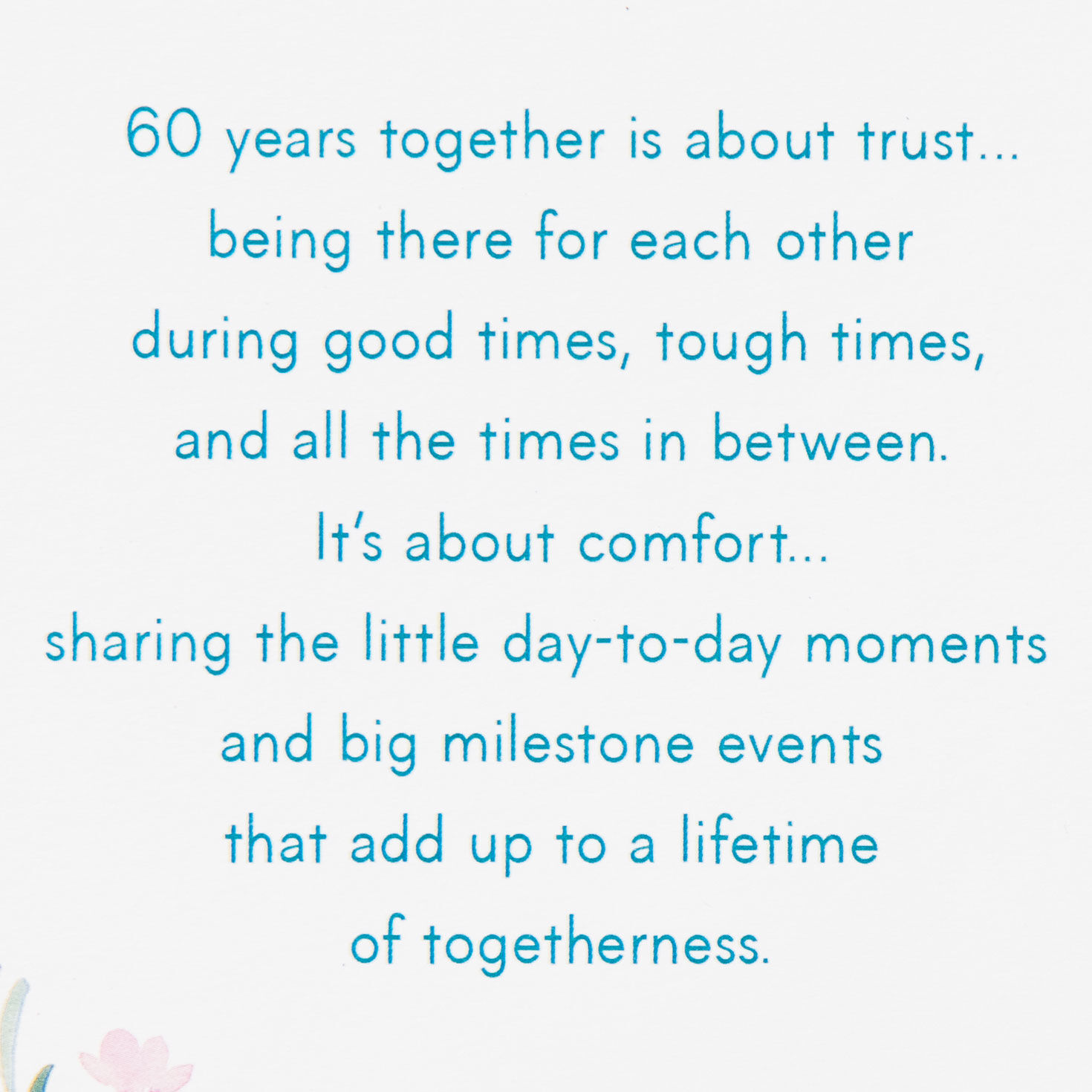 Flowers on White Plank 60th Anniversary Card Sentiment image number 2
