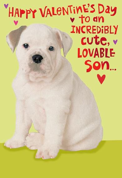 Cute Puppy for Son Valentine's Day Card