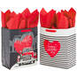 13" Stripes and Red Truck 2-Pack Large Valentine's Day Gift Bags With Tissue Paper, , large image number 1