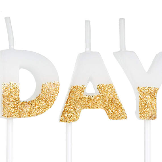 Gold Glitter Dipped "Happy Birthday" Candles, , large image number 3