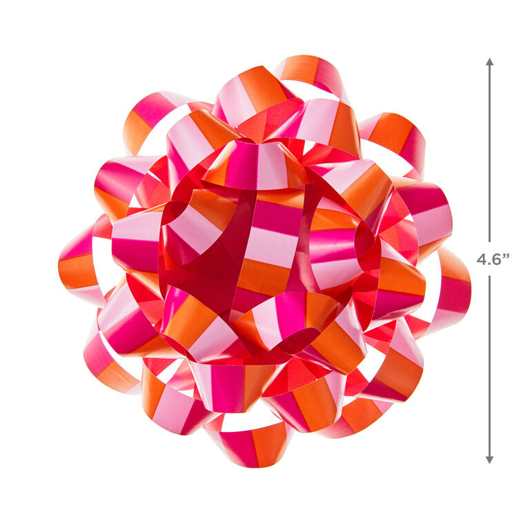 4.6" Pink and Coral Stripe Recyclable Gift Bow, Pink & Coral Stripe, large image number 2