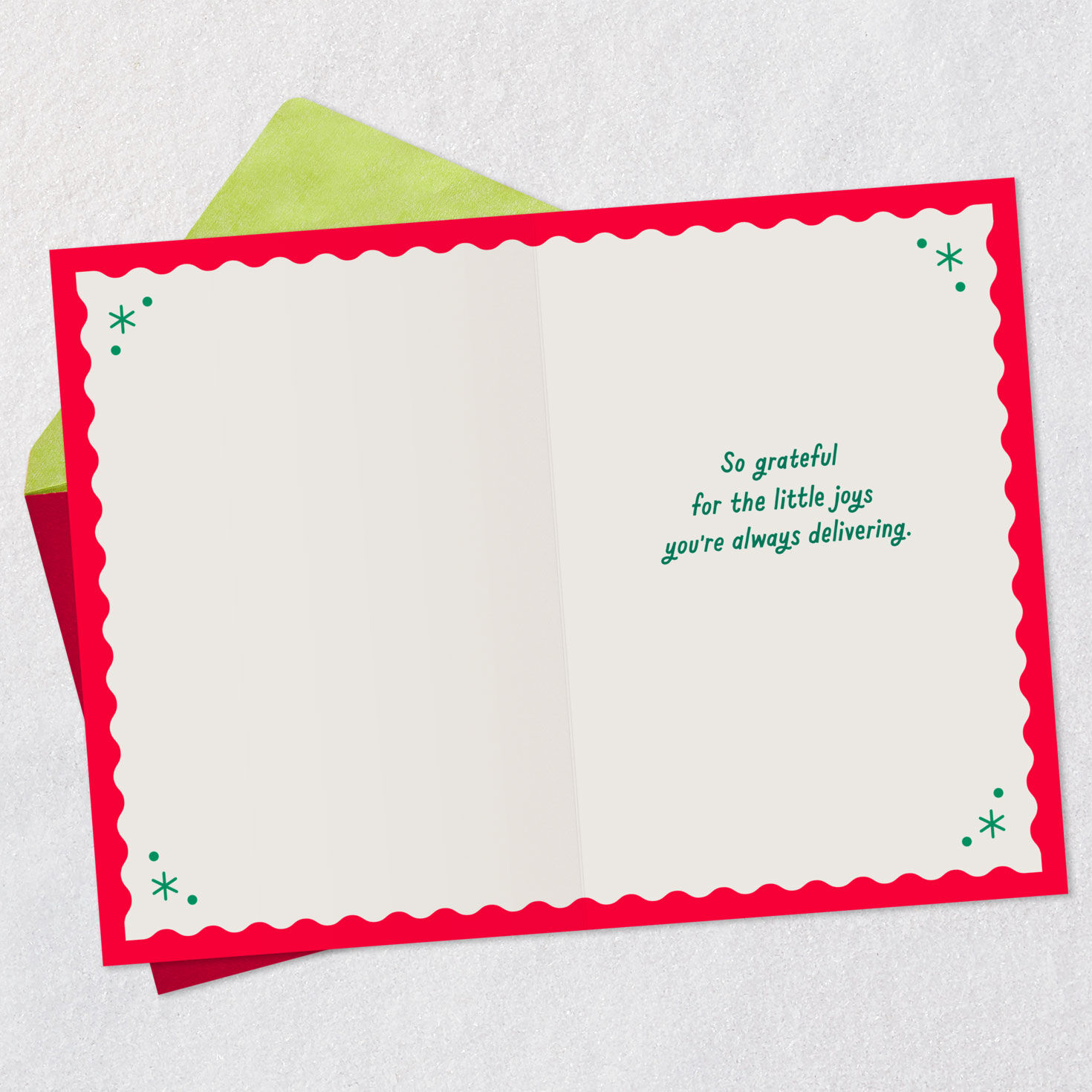 Stamp Motif Postal Worker Thank You Christmas Card Open card with envelope image number 3