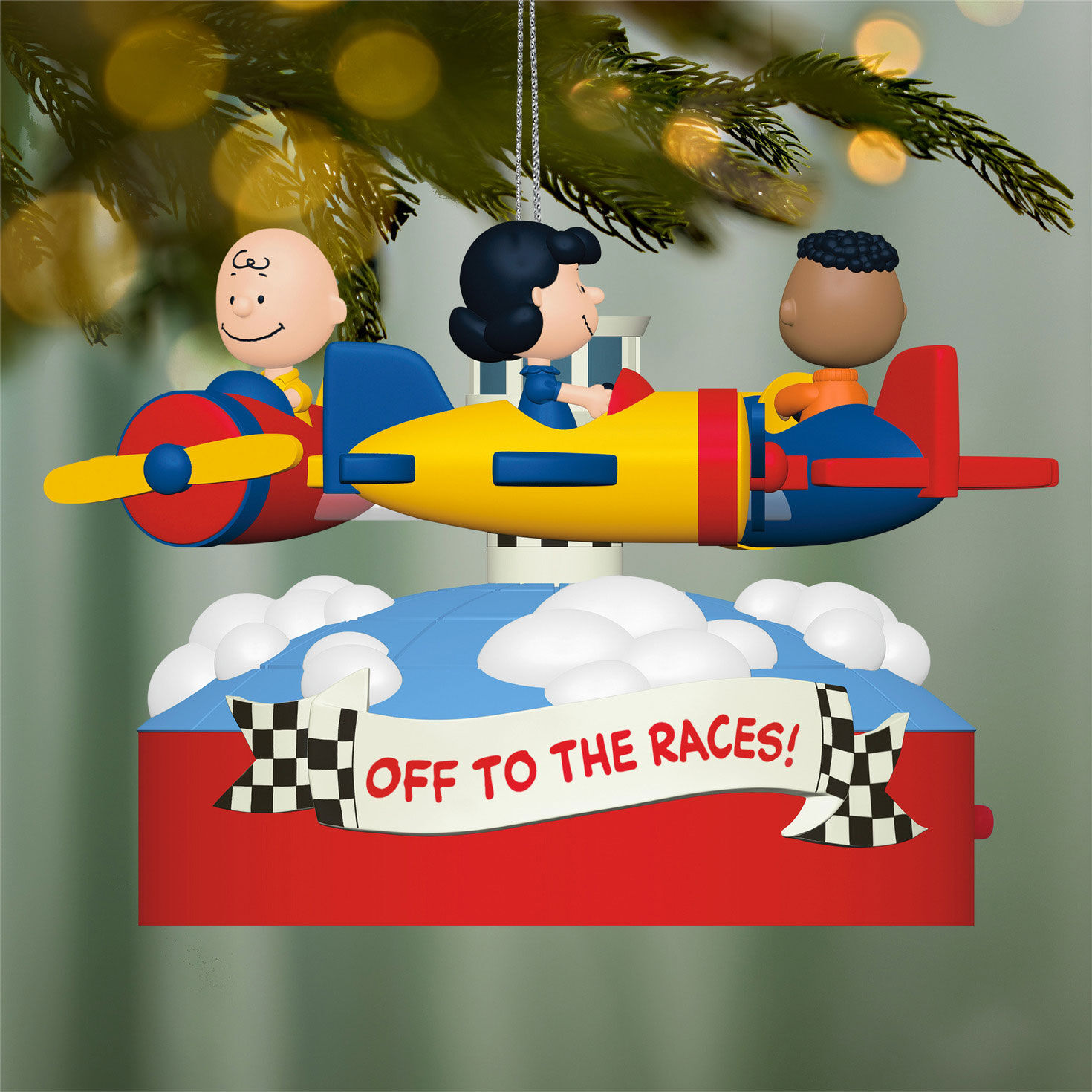Peanuts Airplane Carnival Ride Keepsake Ornament hanging on tree image number 2