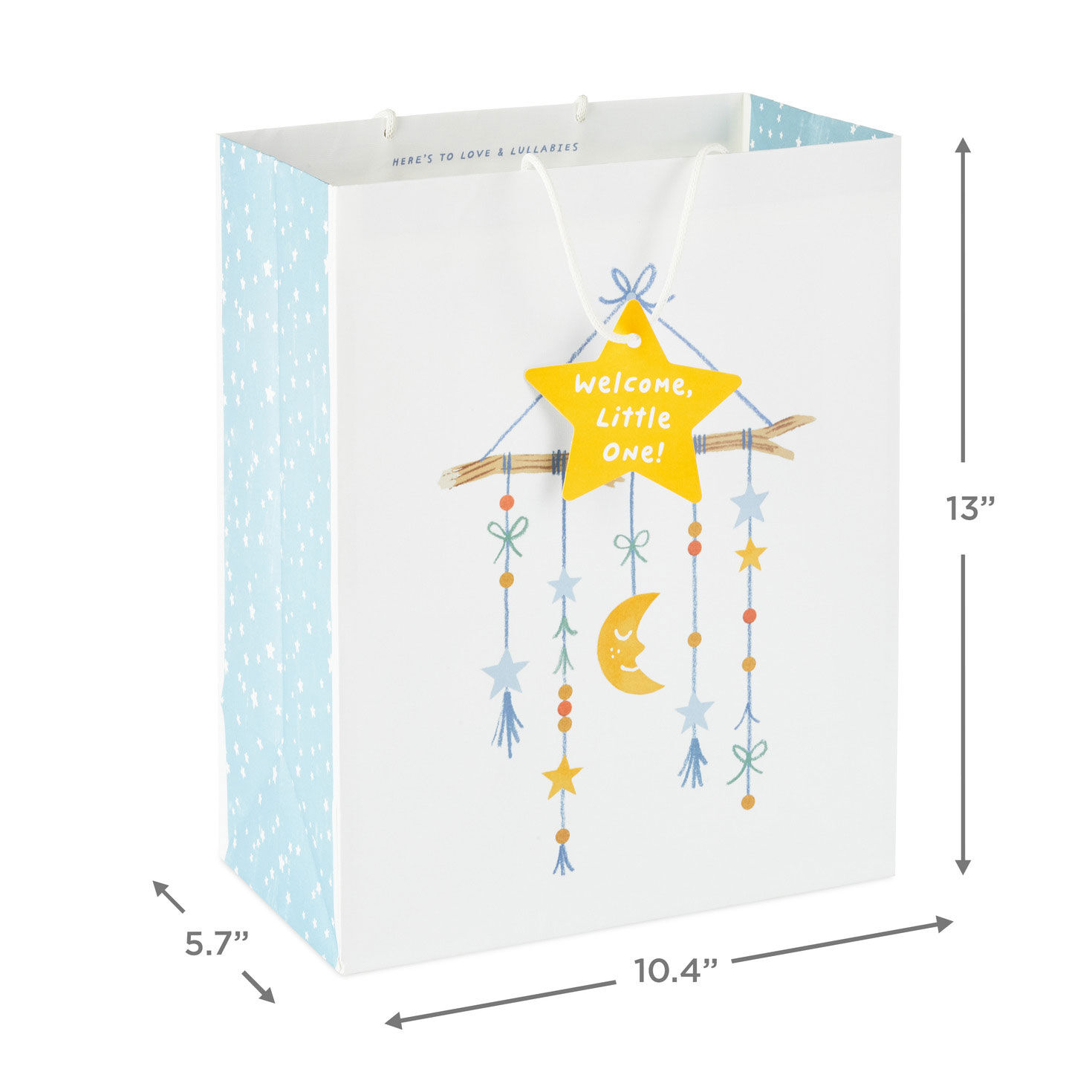 Moon and Stars Large New Baby Gift Bag measurement image number 3
