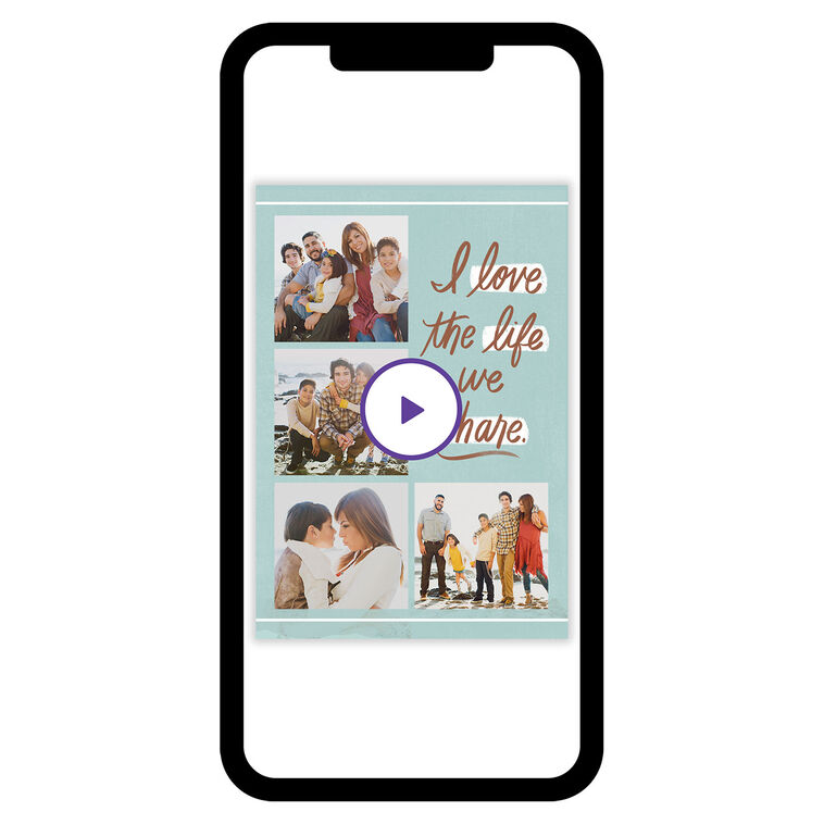 Personalized Photo Collage on Blue Love Photo Card  image number 1