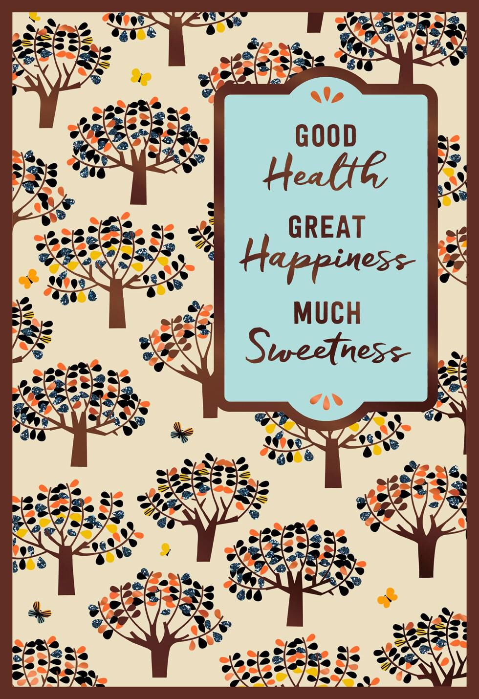 Health Happiness Sweetness Rosh Hashanah Card