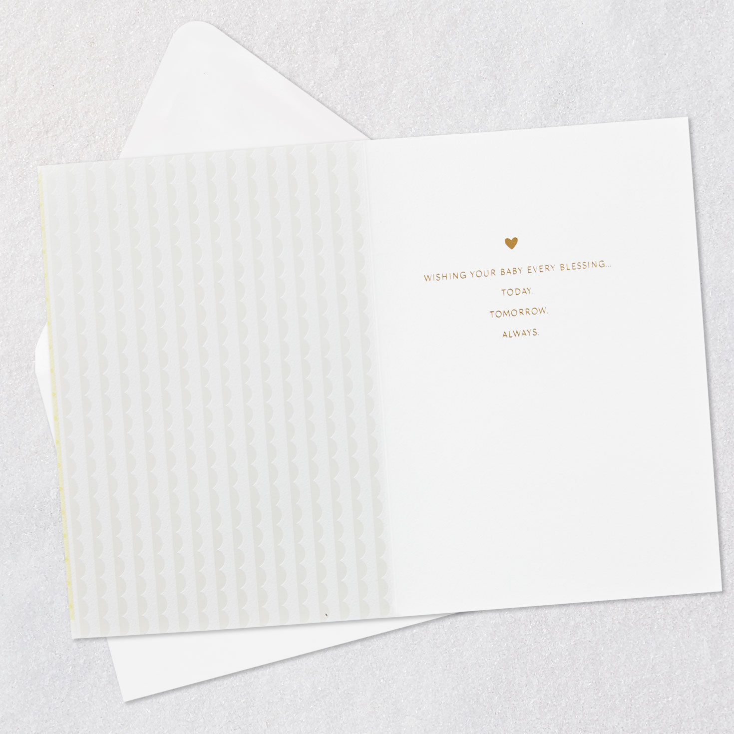 Removable Cross with Flowers on Yellow Baptism Card Open card with envelope image number 3