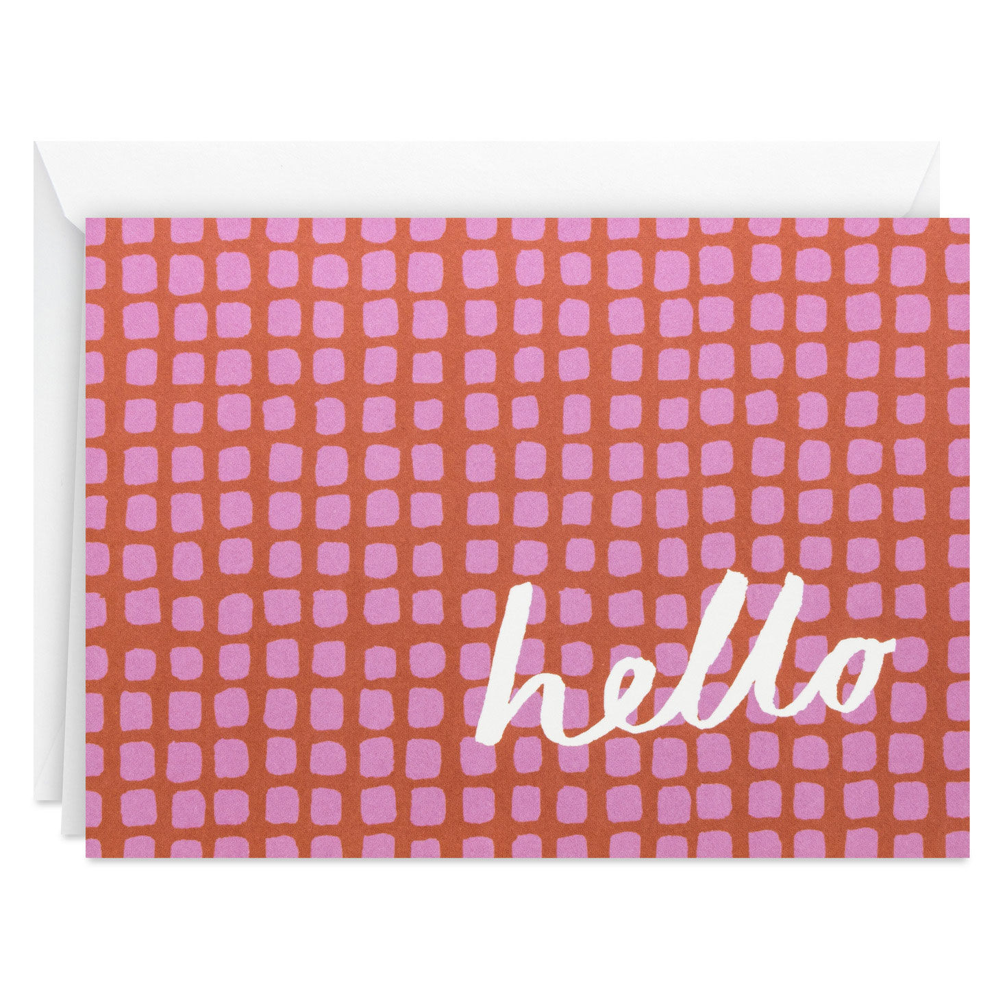 Playful Pink Grid Hello Note Cards Pack card front image number 2