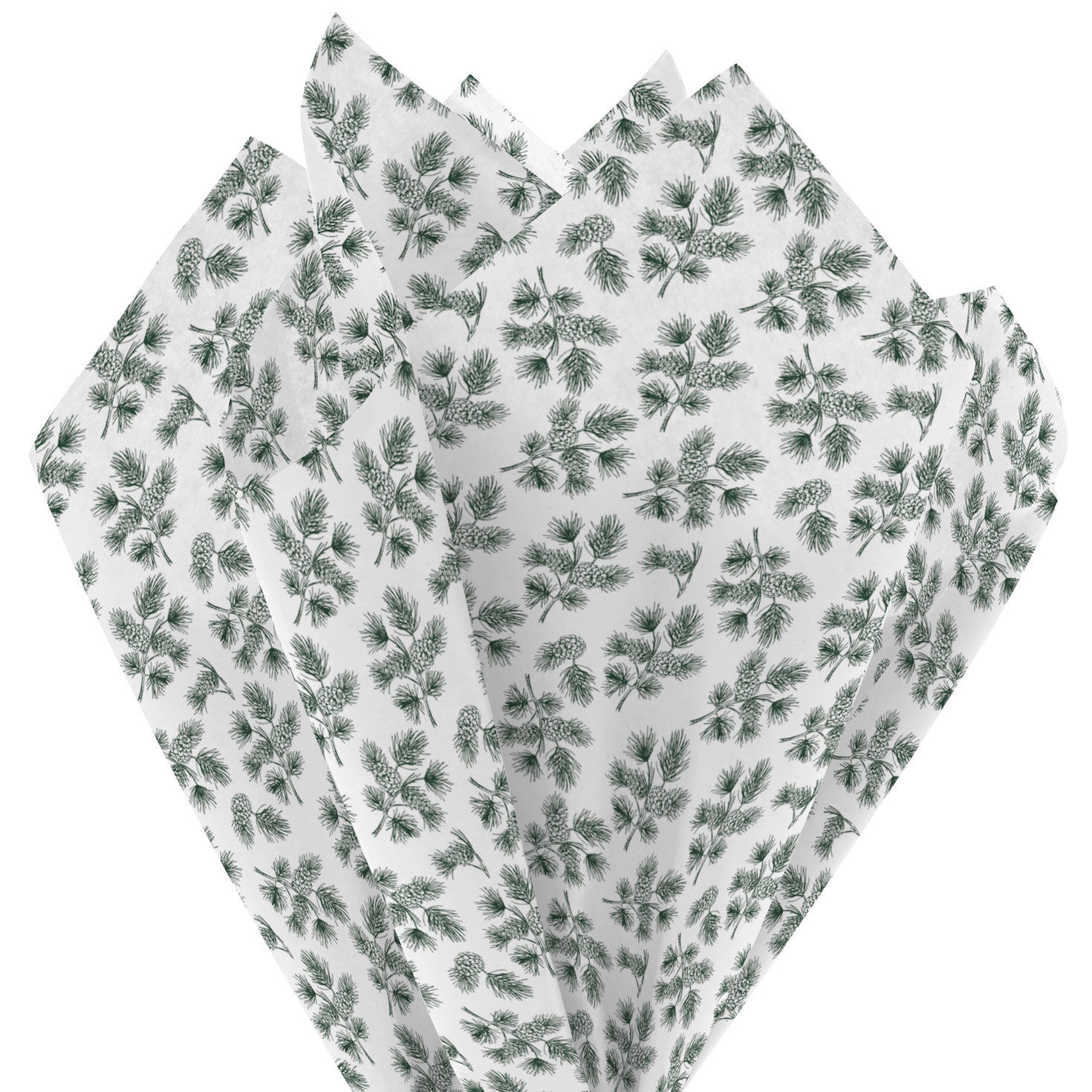 Pine-Scented Branches on White Holiday Tissue Paper 3-D Fan image number 2
