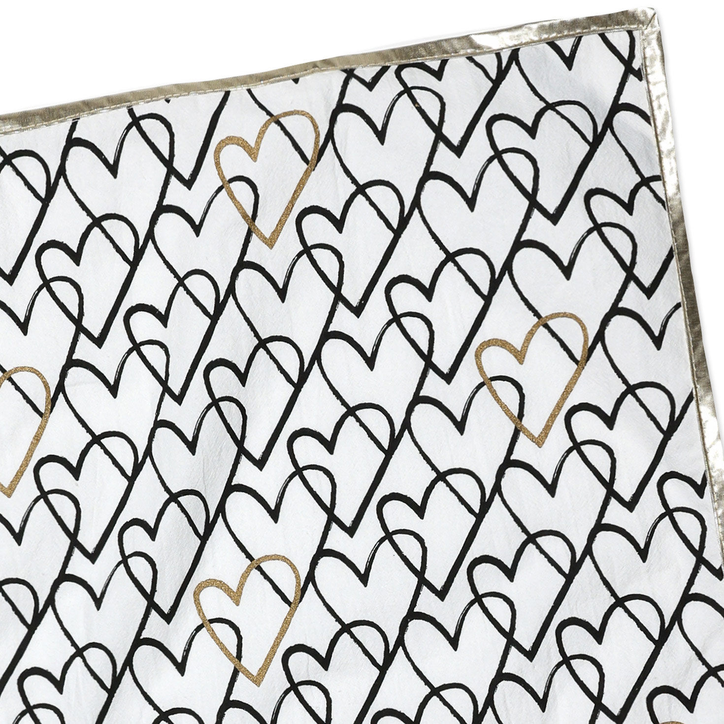 Black Heart Sketches With Gold Accents Tea Towel upclose detail image number 4