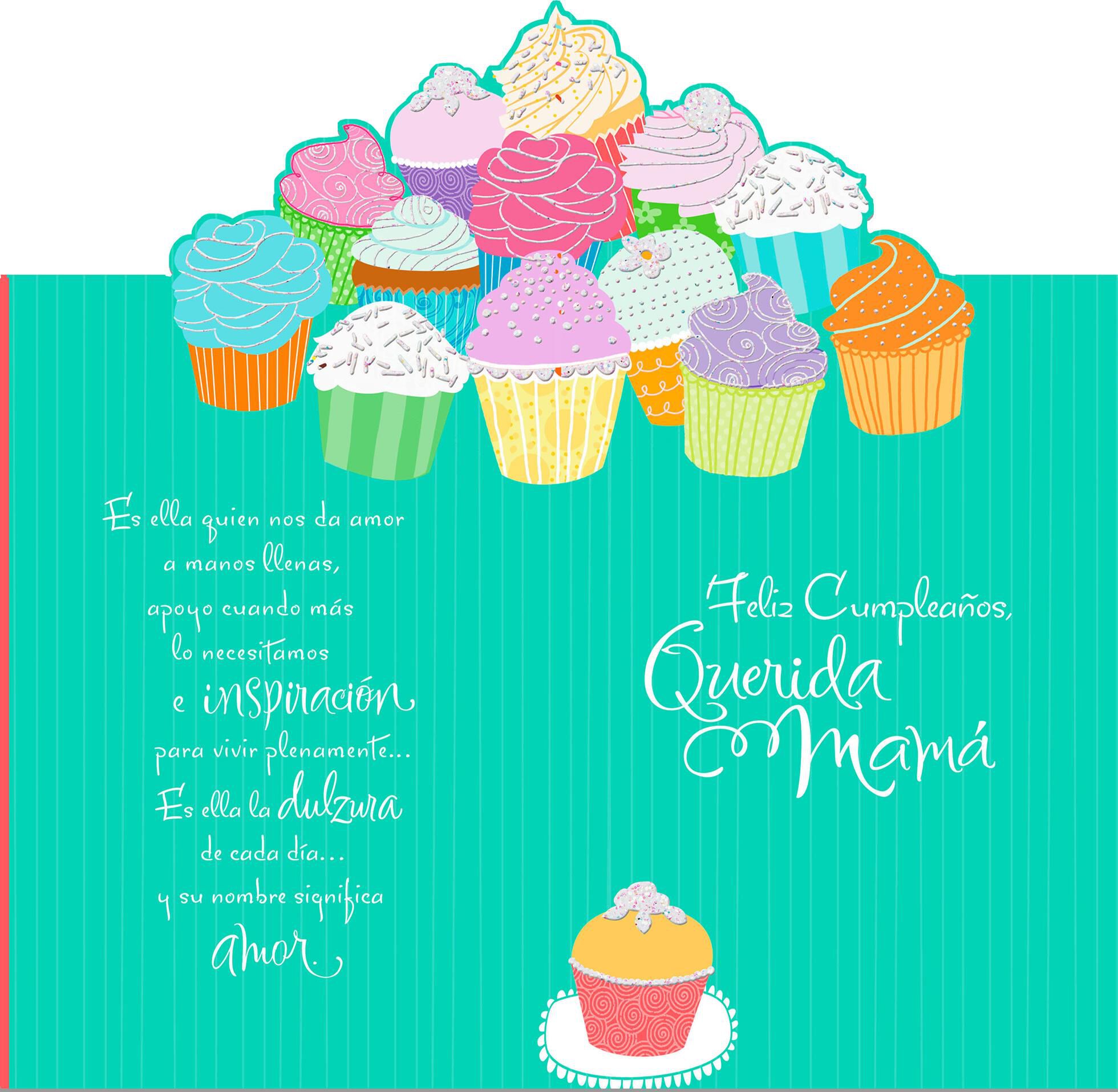 Cupcakes Spanish-Language Pop-Up Mom Birthday Card
