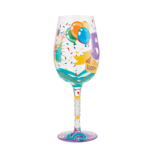 Lolita Happy 50th Birthday Handpainted Wine Glass, 15 oz., 