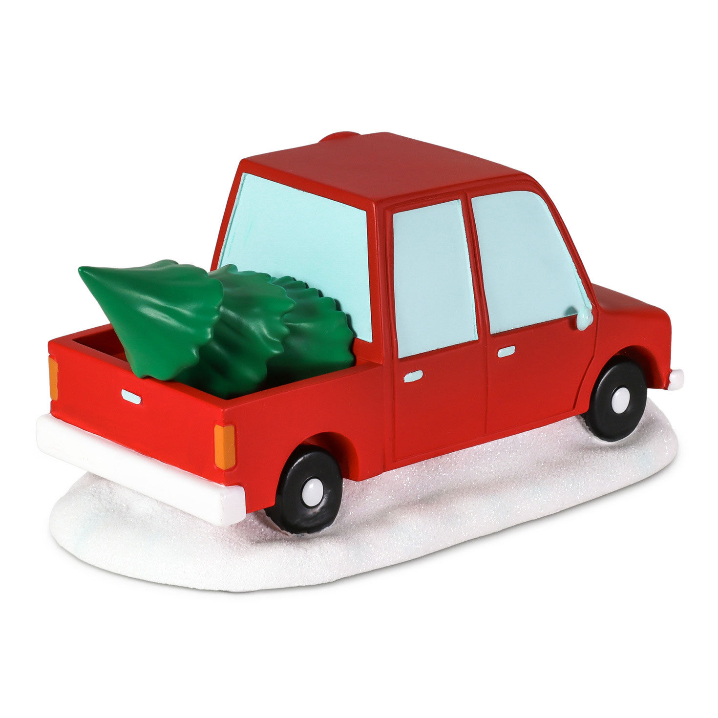Snowman Village Red Pickup Truck Decoration back image number 2