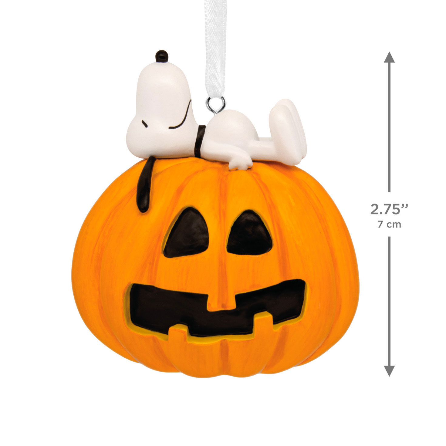 Snoopy on Jack-o'-Lantern Halloween Ornament measurement image number 2