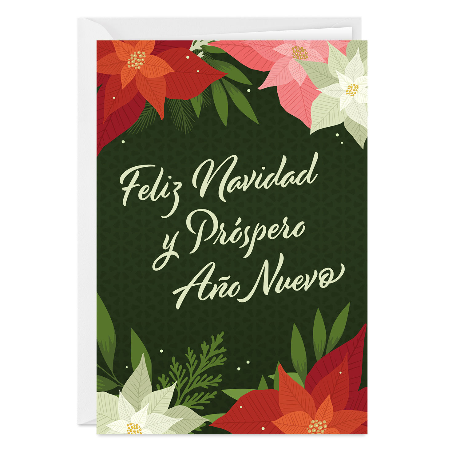 Feliz Navidad Poinsettias Spanish-Language Custom Christmas Card
