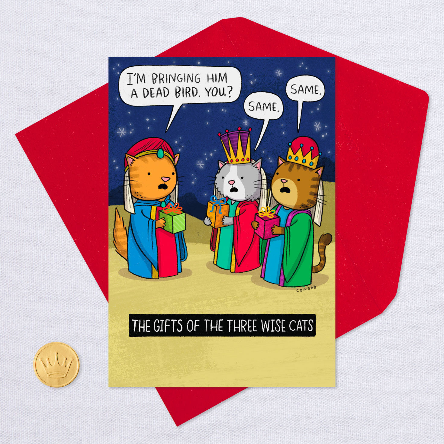 The Three Wise Cats Funny Christmas Card, , large image number 5