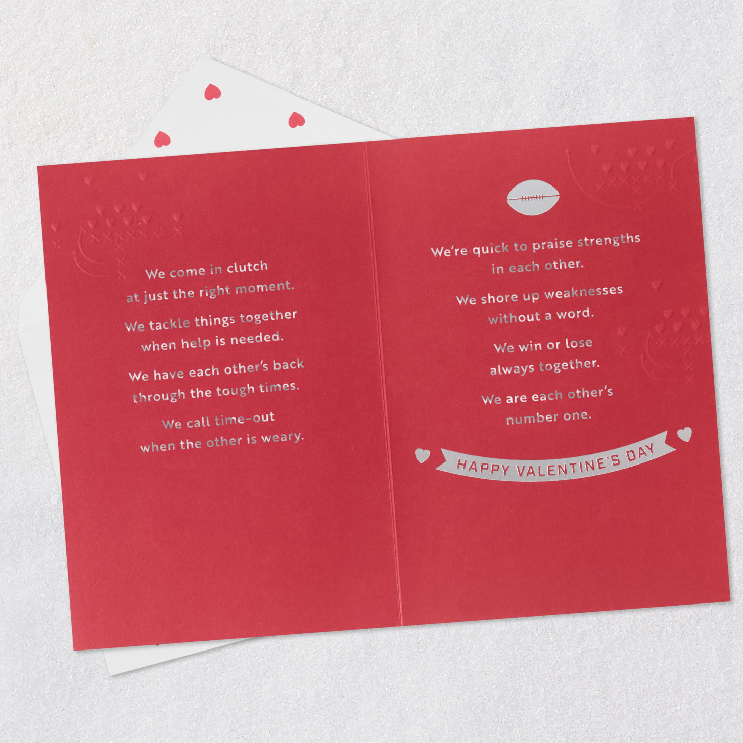 Team Us Football Valentine's Day Card Open card with envelope image number 4