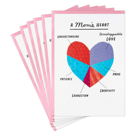 A Mom's Heart Pie Chart Mother's Day Cards, Pack of 6