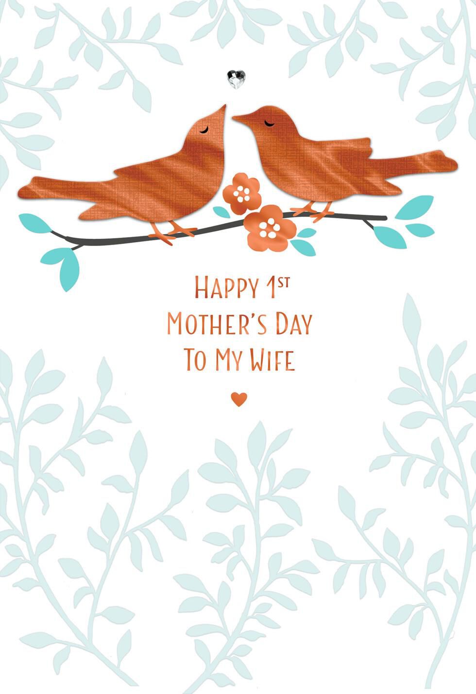 Lovebirds First Mother's Day Card for Wife