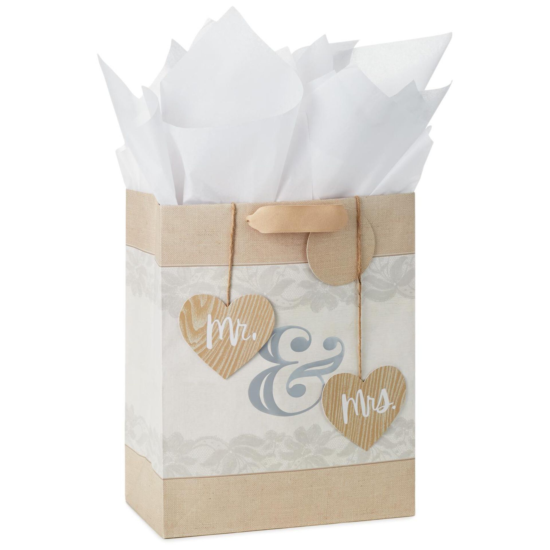 Mr. and Mrs. Large Gift Bag With Tag and Tissue, 13" Gift Bags Hallmark