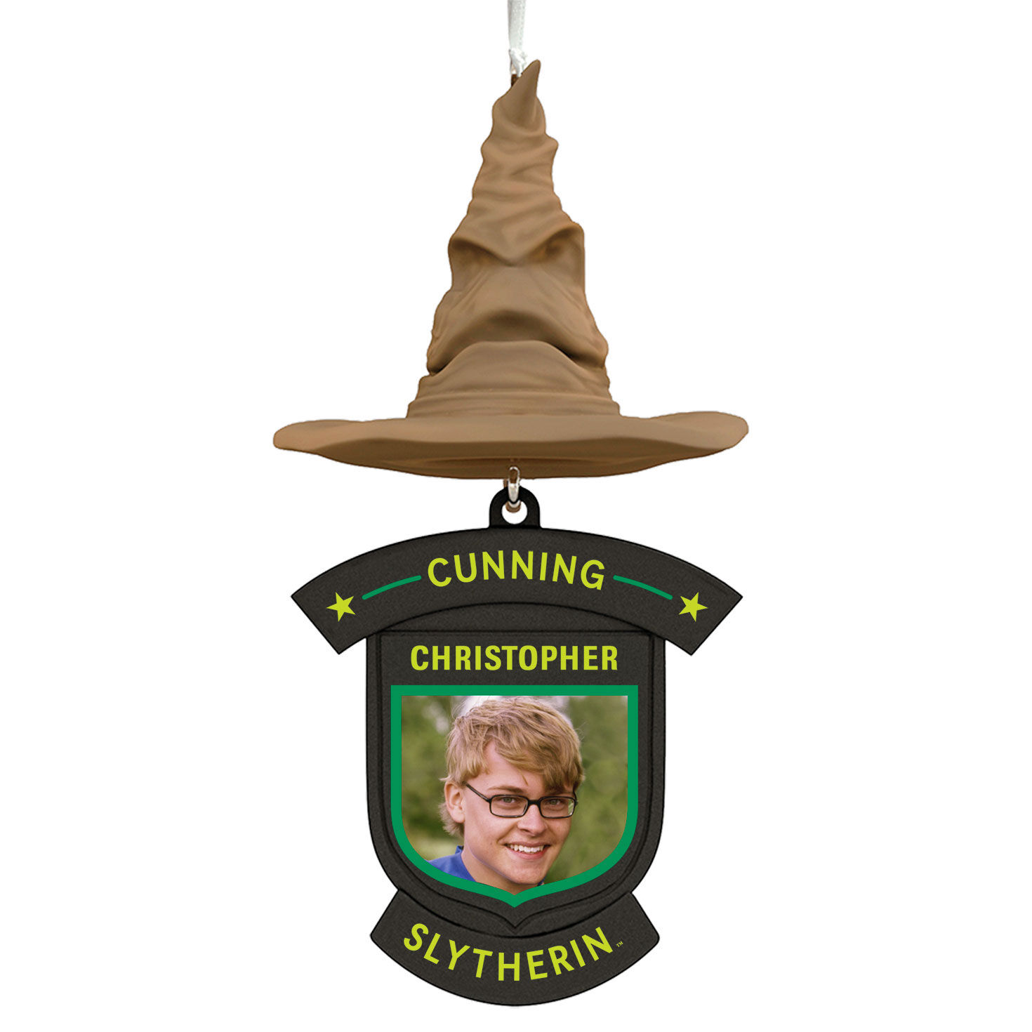Harry Potter&trade; Sorting Hat House Trait Personalized Text and Photo Ornament, Slytherin&trade;, , large image number 1