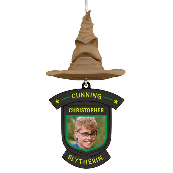 Harry Potter™ Sorting Hat House Trait Personalized Text and Photo Ornament, Slytherin™, , large image number 1
