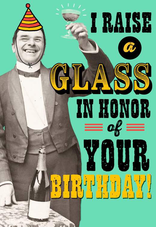 I Raise a Glass (and a Burp) Birthday Card With Sound, , large image number 1