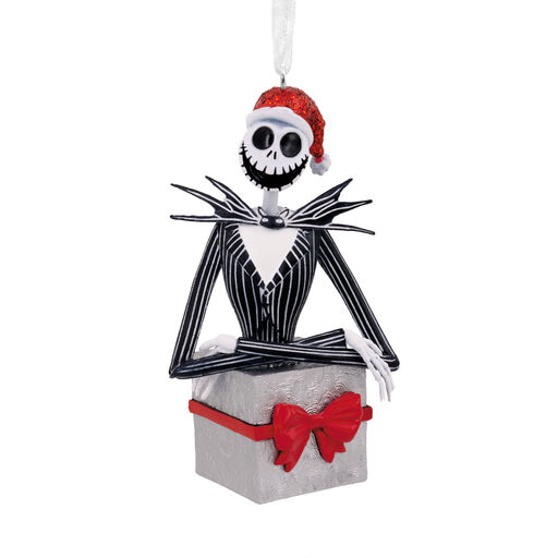 Disney Tim Burton's The Nightmare Before Christmas Jack Skellington in Present Hallmark Ornament, 