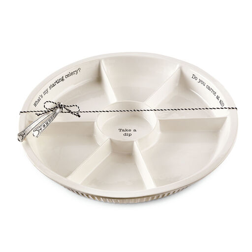 Mud Pie Veggie Dip Serving Tray and Tongs, Set of 2, 