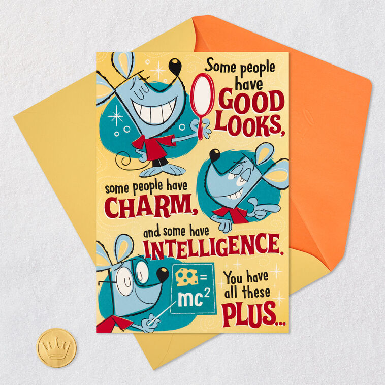 Mouse Couple Funny Pop-Up Birthday Card From Both Card Front with Envelope and Gold Seal image number 5