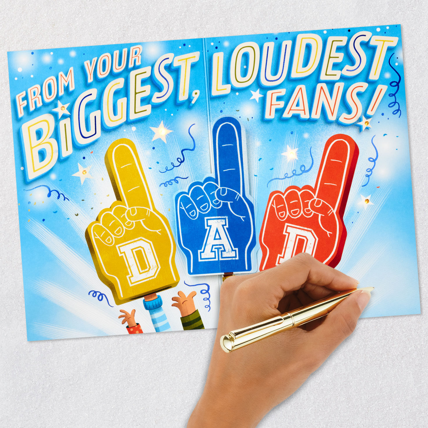 Light Blue with Stars Pop-up Father's Day Card Signing card image number 5