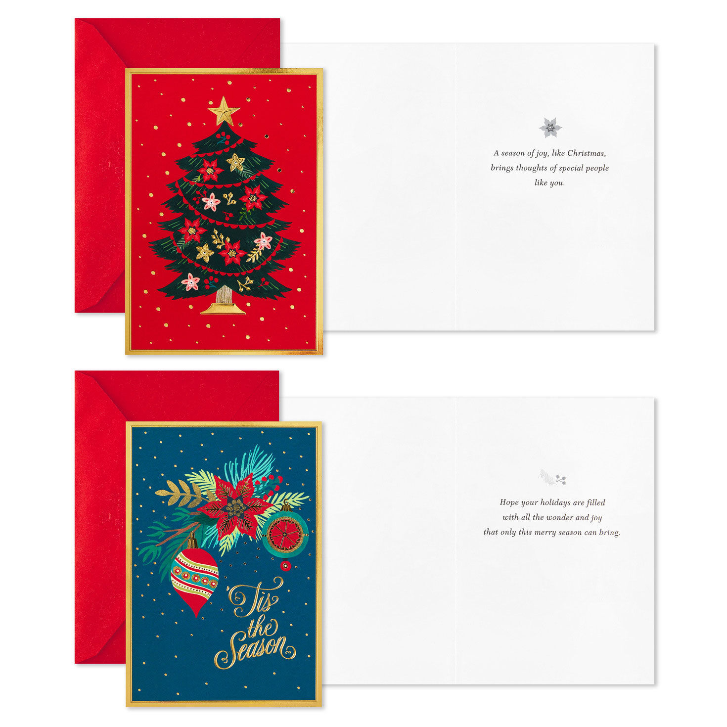 Festive Foil Assorted Boxed Christmas Cards Card Front with Sentiment image number 4