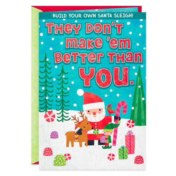 Santa Christmas Card With Build Your Own Sleigh Activity and Stickers, , large image number 1