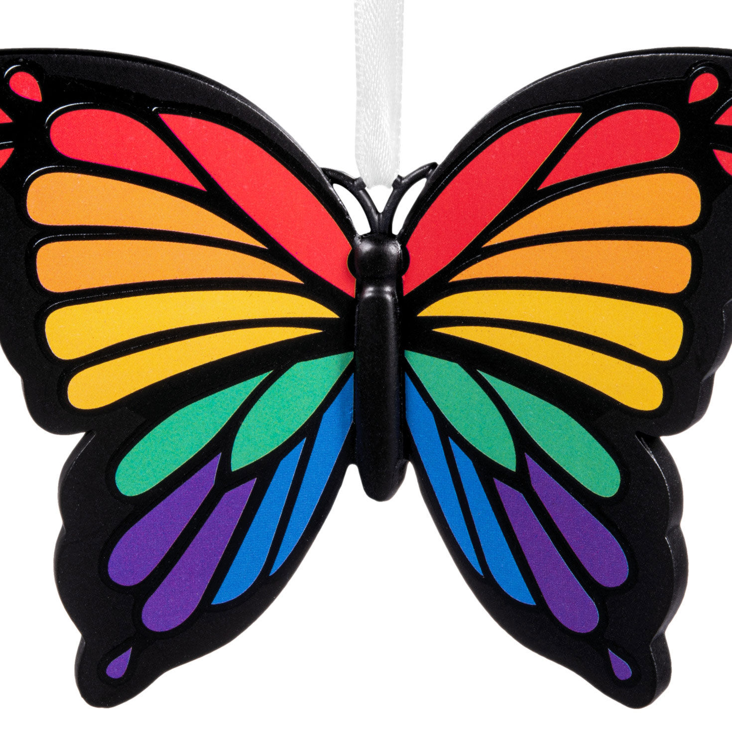 Rainbow Butterfly Christmas Ornament closeup view image number 5