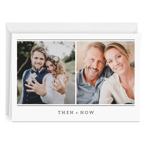 Personalized Black Lines on White Photo Card, 