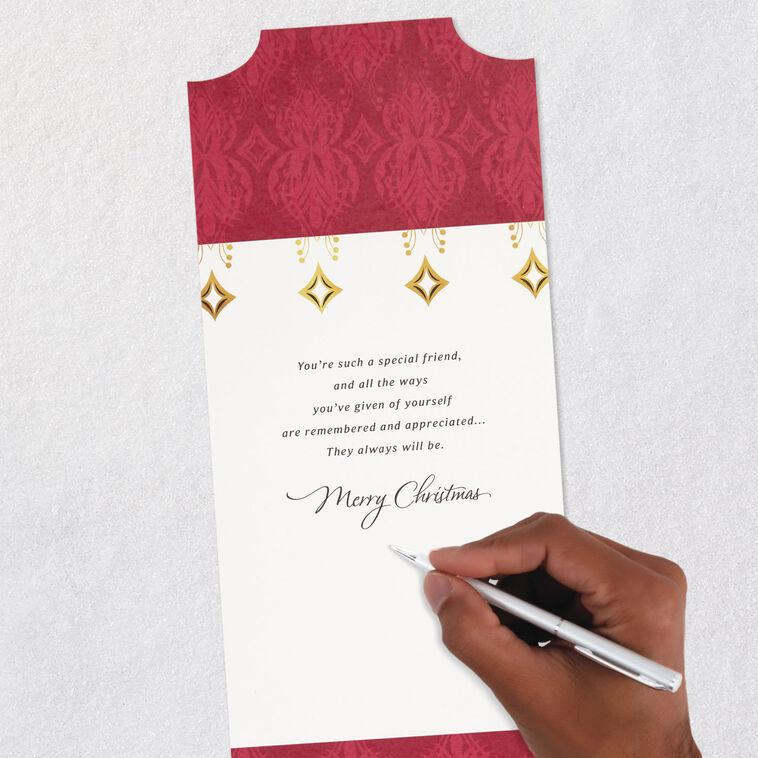 Elegant Burgundy and Gold Christmas Card for Friend Signing card image number 6