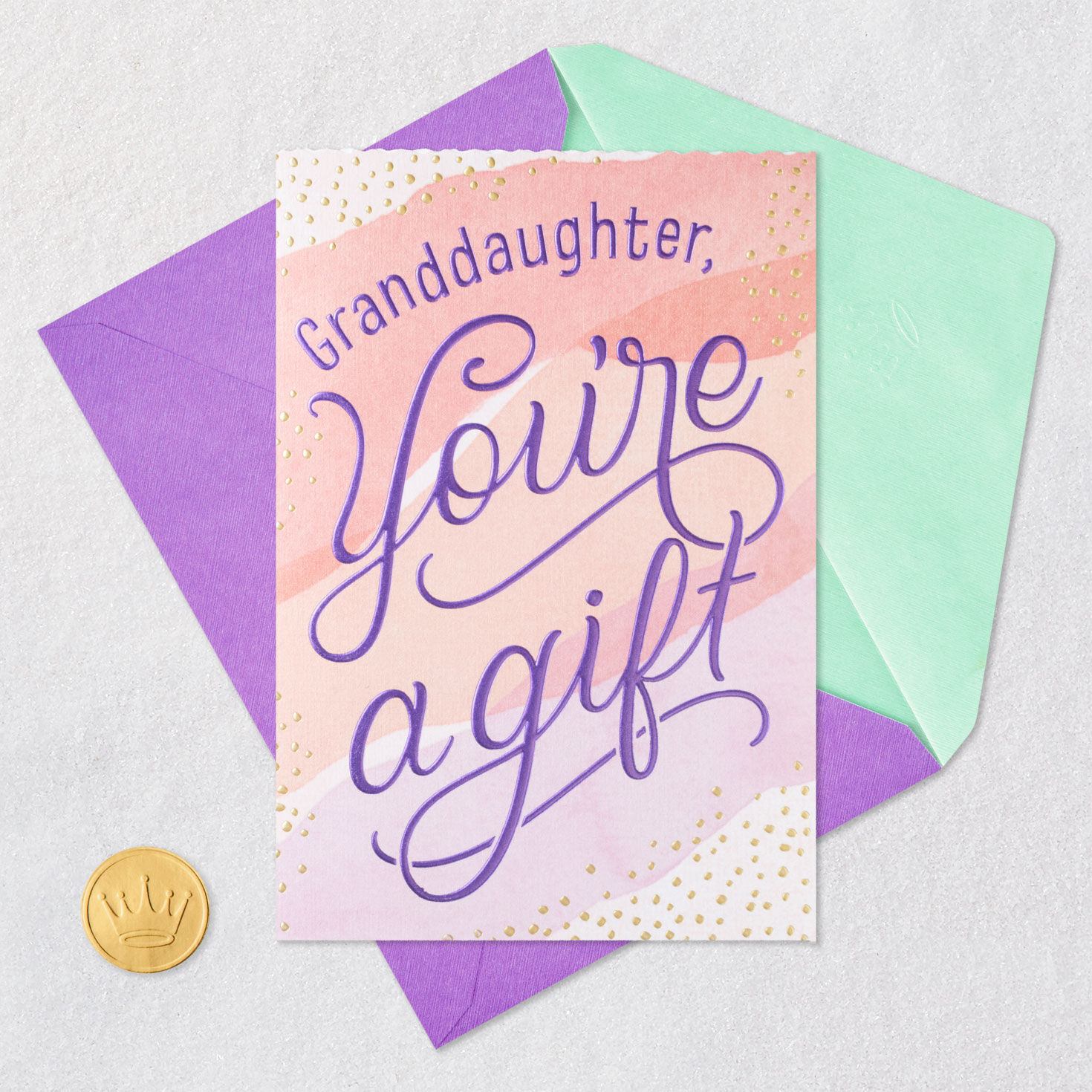 Pastel Abstract Granddaughter Birthday Card Card Front with Envelope and Gold Seal image number 5