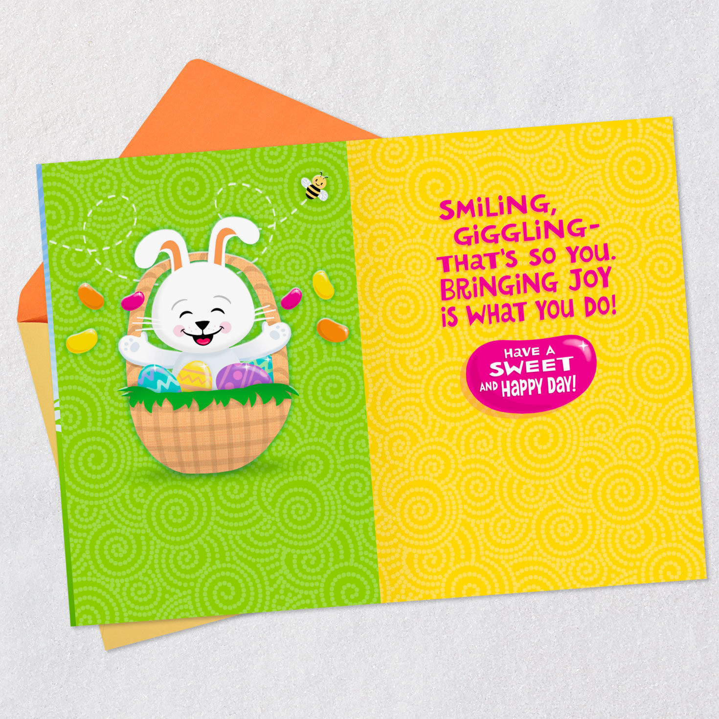 Baby Bunny and Eggs First Easter Card Open card with envelope image number 3