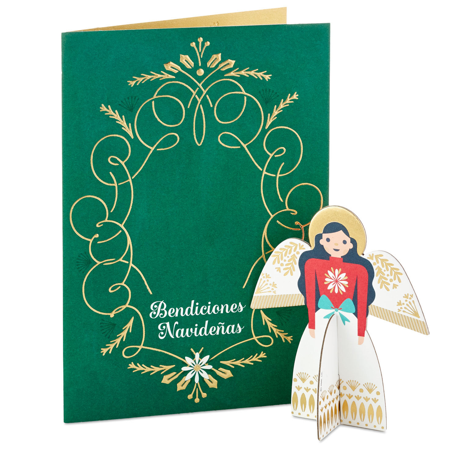Removable Angel Decoration Christmas Card in Spanish Sentiment image number 2