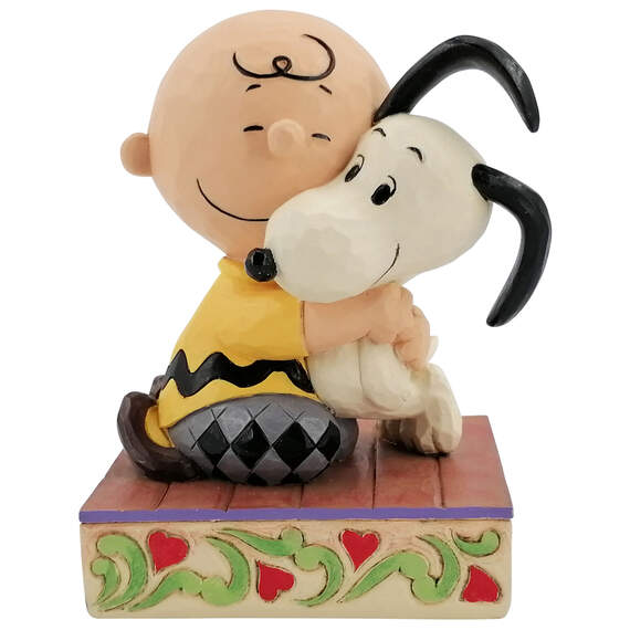 Jim Shore Charlie Brown Hugging Snoopy Figurine, 4.5"